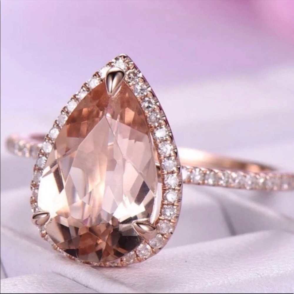 NEW 6 CARAT RING ROSE GOLD RING MORGANITE RING - Picture 5 of 6